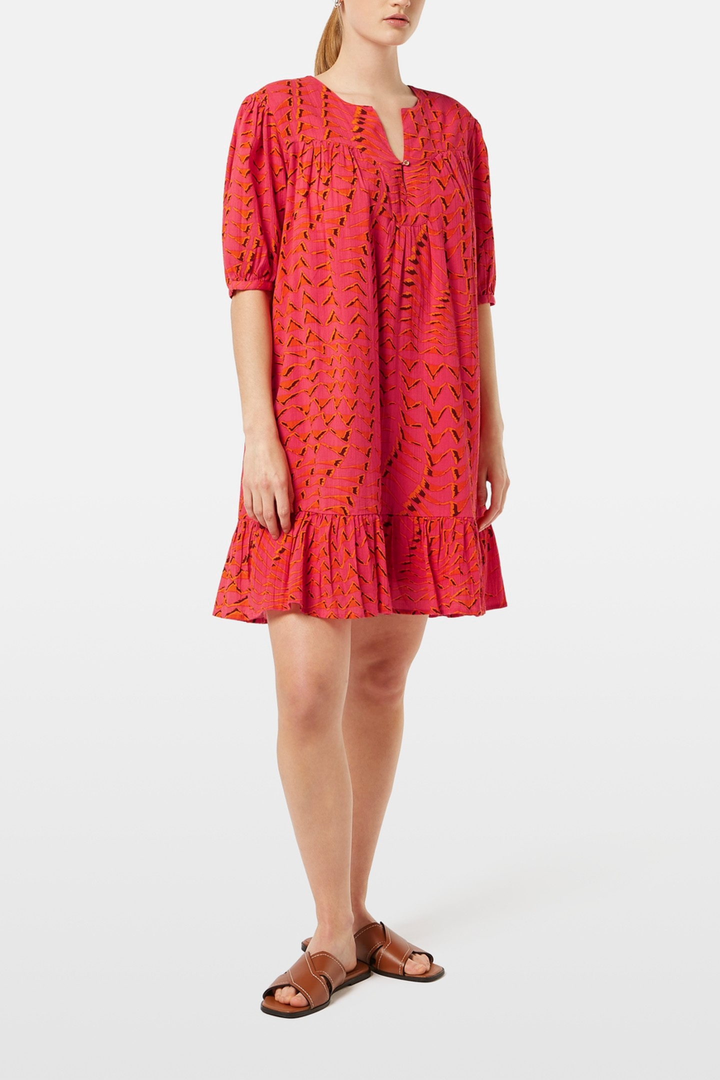 PRINTED CRINKLE MINI DRESS HOUSE OF MIRRORS PINK 2