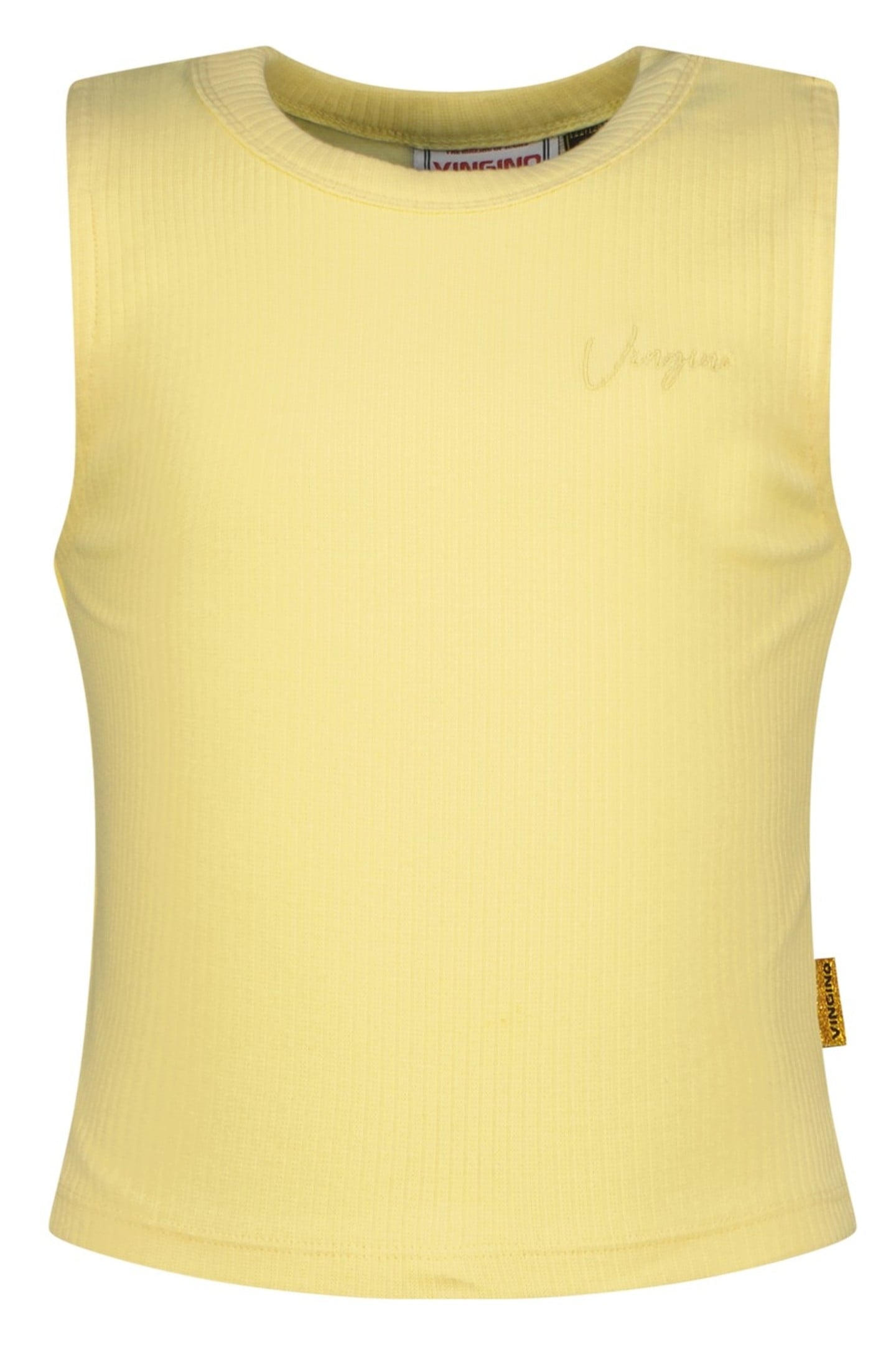 GIRLS BASIC-CROP RIB TOP TOP SUMMER YELLOW 1