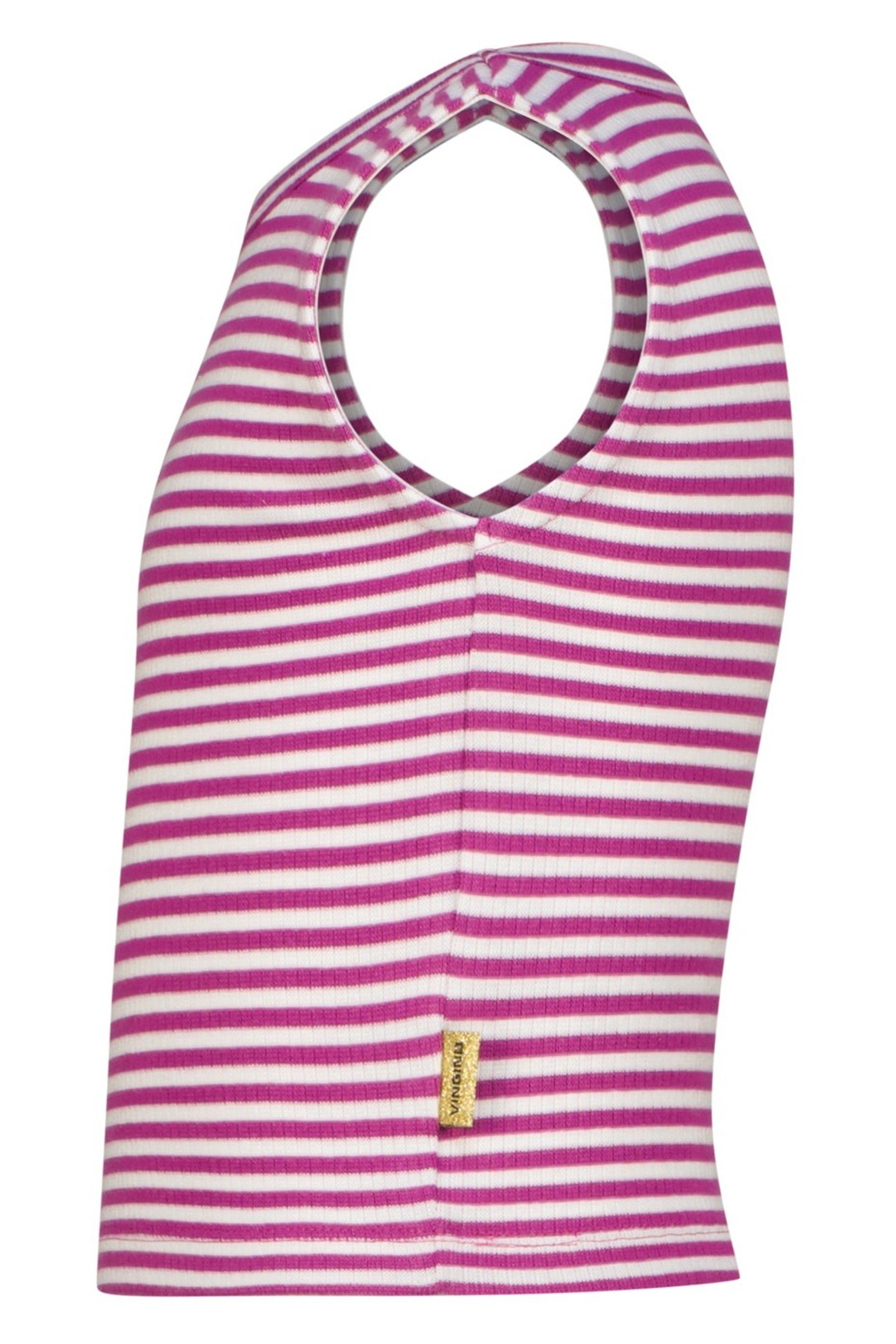 GIRLS BASIC-CROP RIB TOP STRIPE TOP ASTER PINK 3