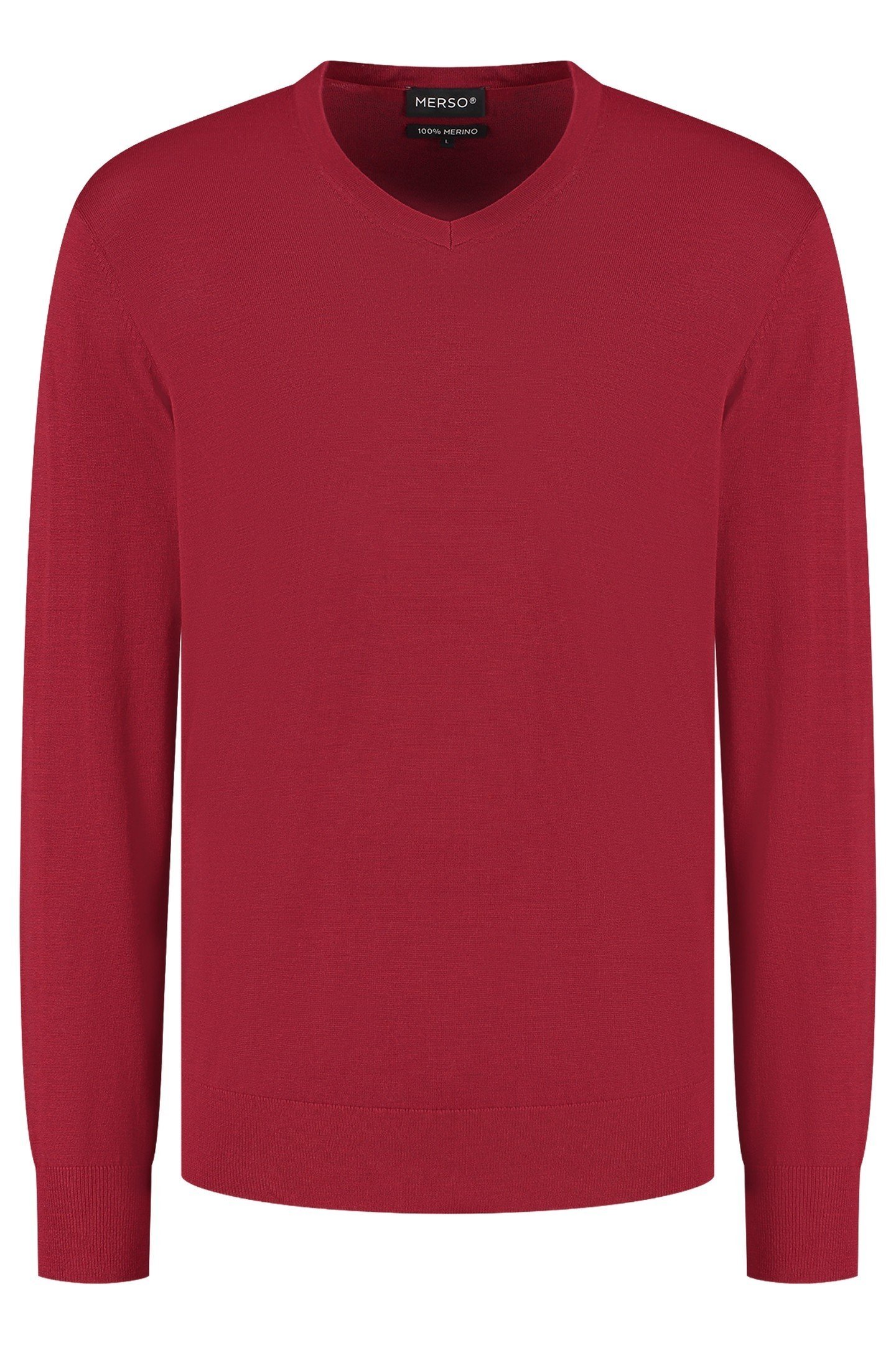 V NECK100% MERINO EMBER RED 7