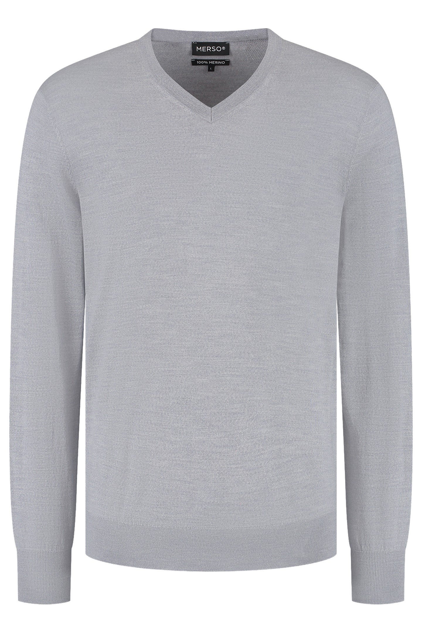V NECK100% MERINO MOONSTONE GREY 6