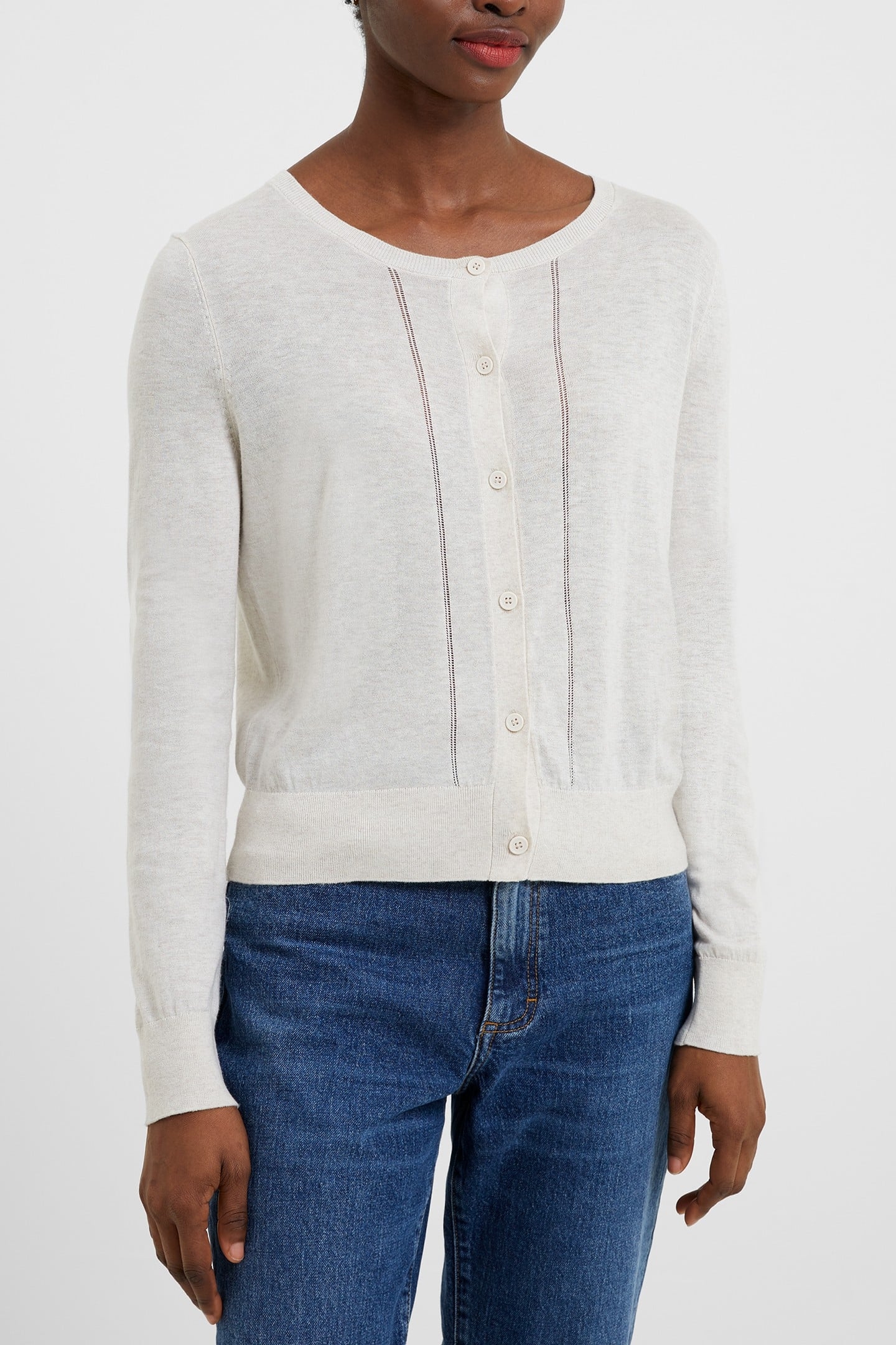 SPRING LIGHT KNTS LNGSLV CARDI OATMEAL MEL 1