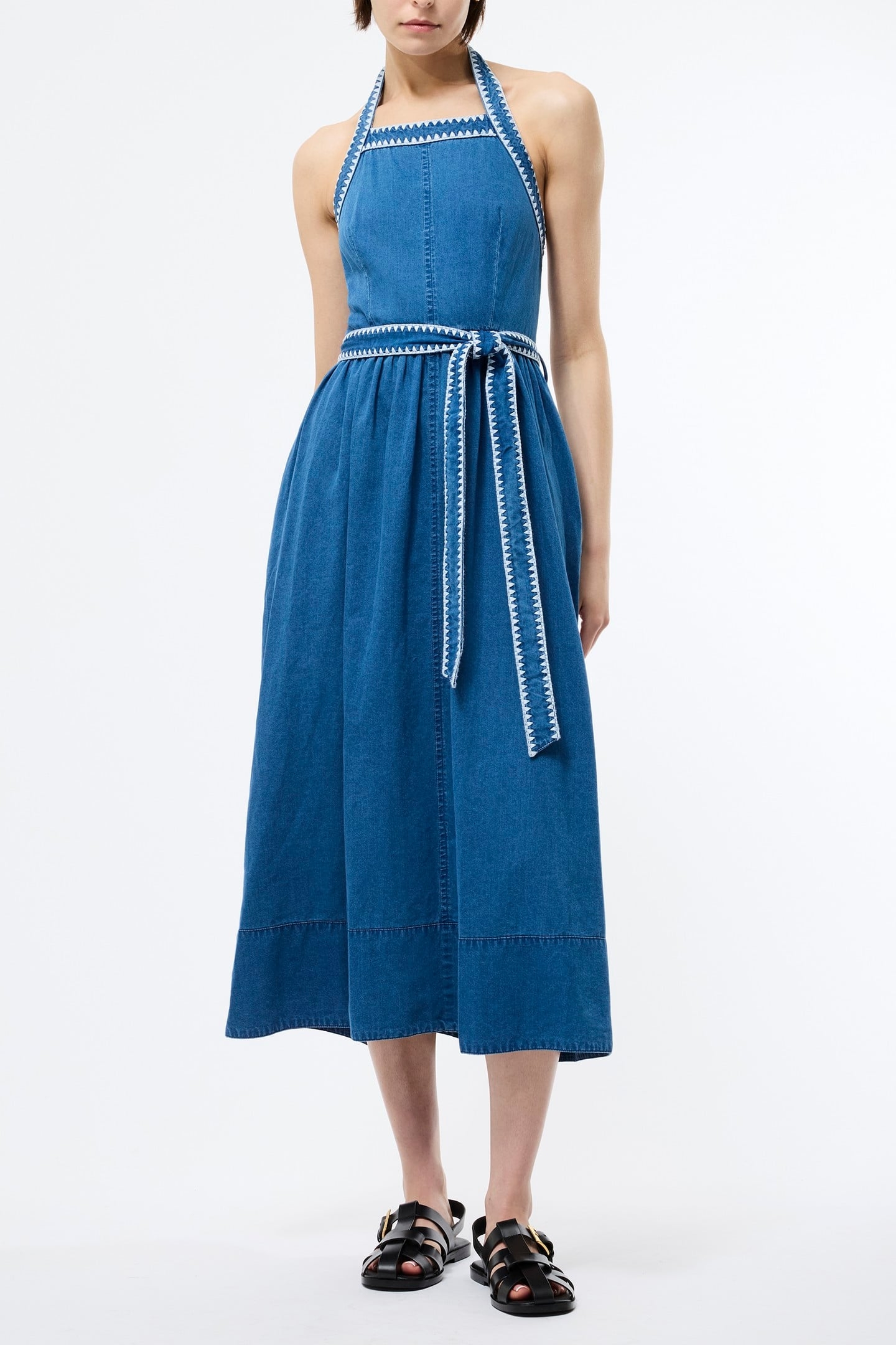 ZAVES CHAMBRAY HALTER NECK DRS VINTAGE BLUE 2