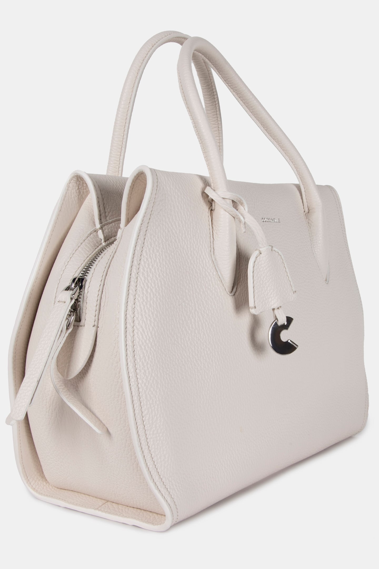 LEATHER MEDIUM SATCHEL BAG IN CREAM 3
