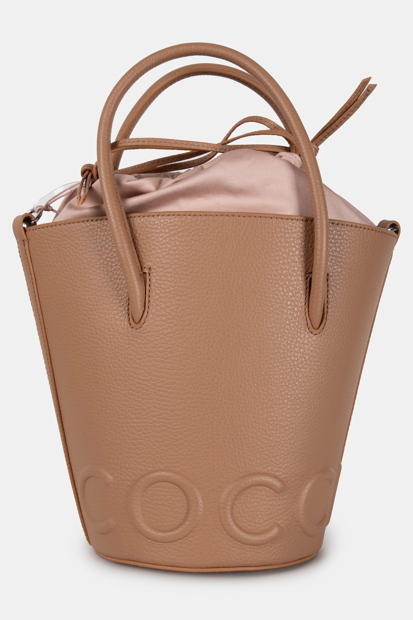 LEATHER BUCKET BAG IN BEIGE 2
