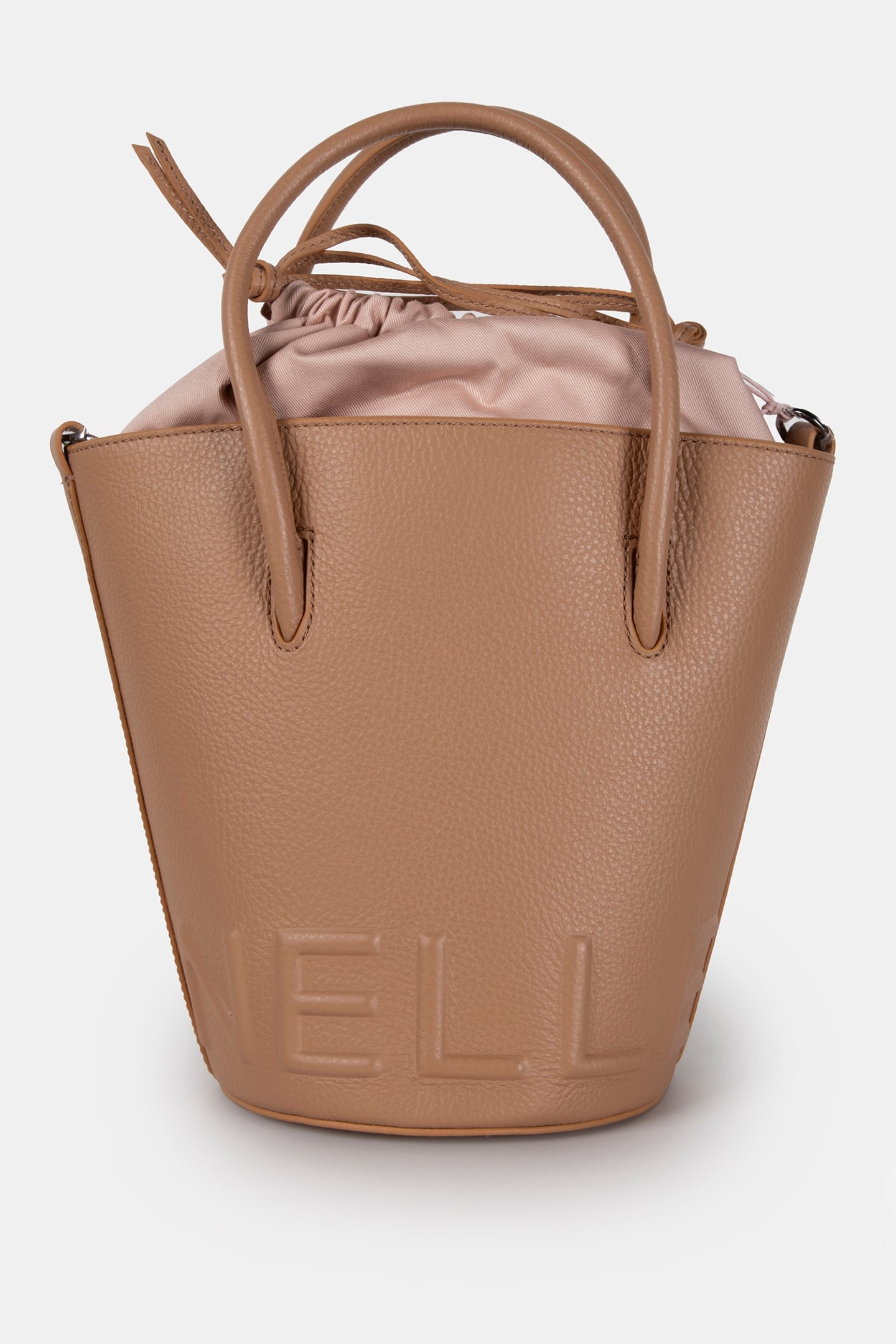 LEATHER BUCKET BAG IN BEIGE 4