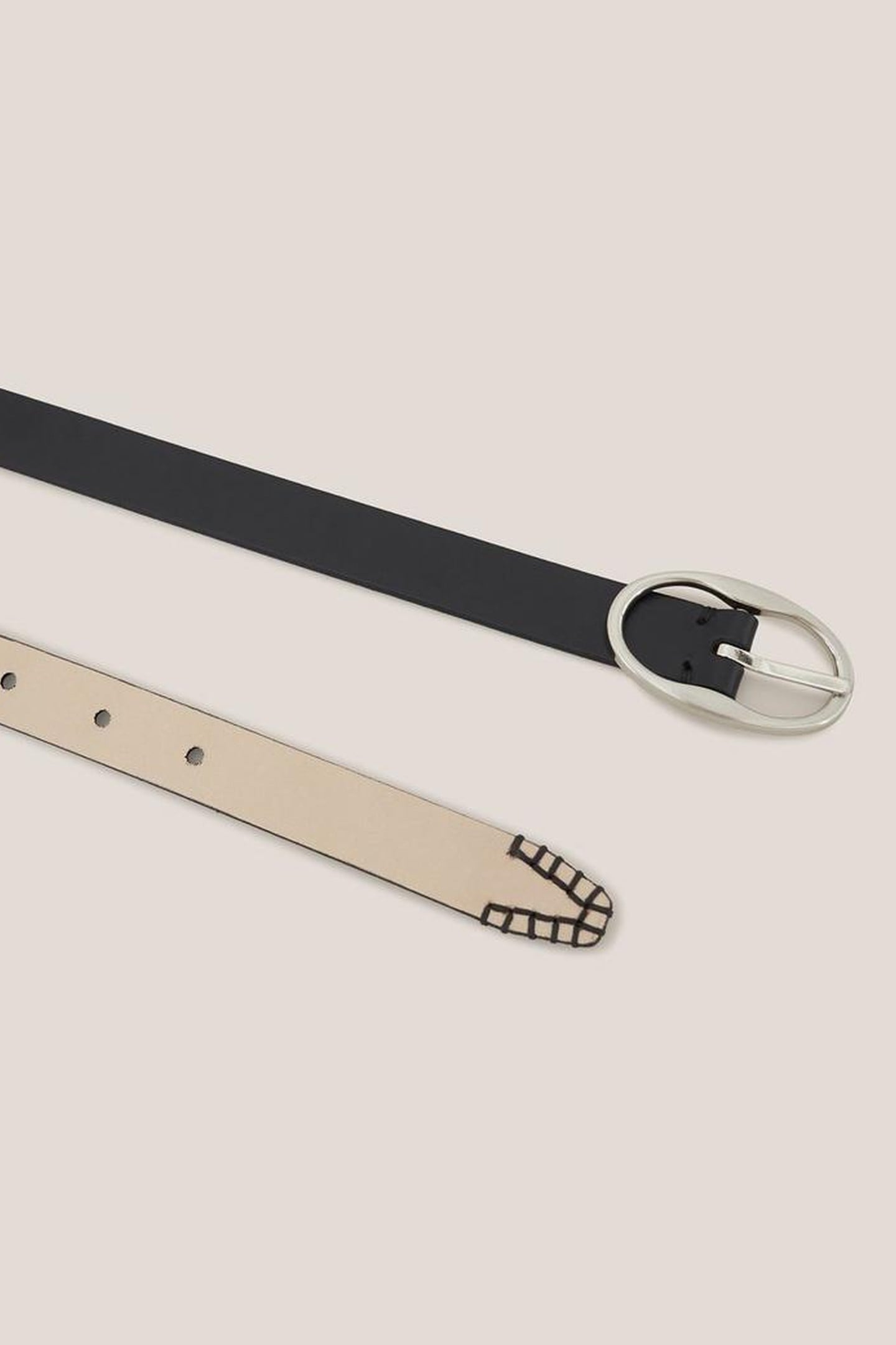 REVERSIBLE LEATHER SKINNY BELT BLACK MULTI 1