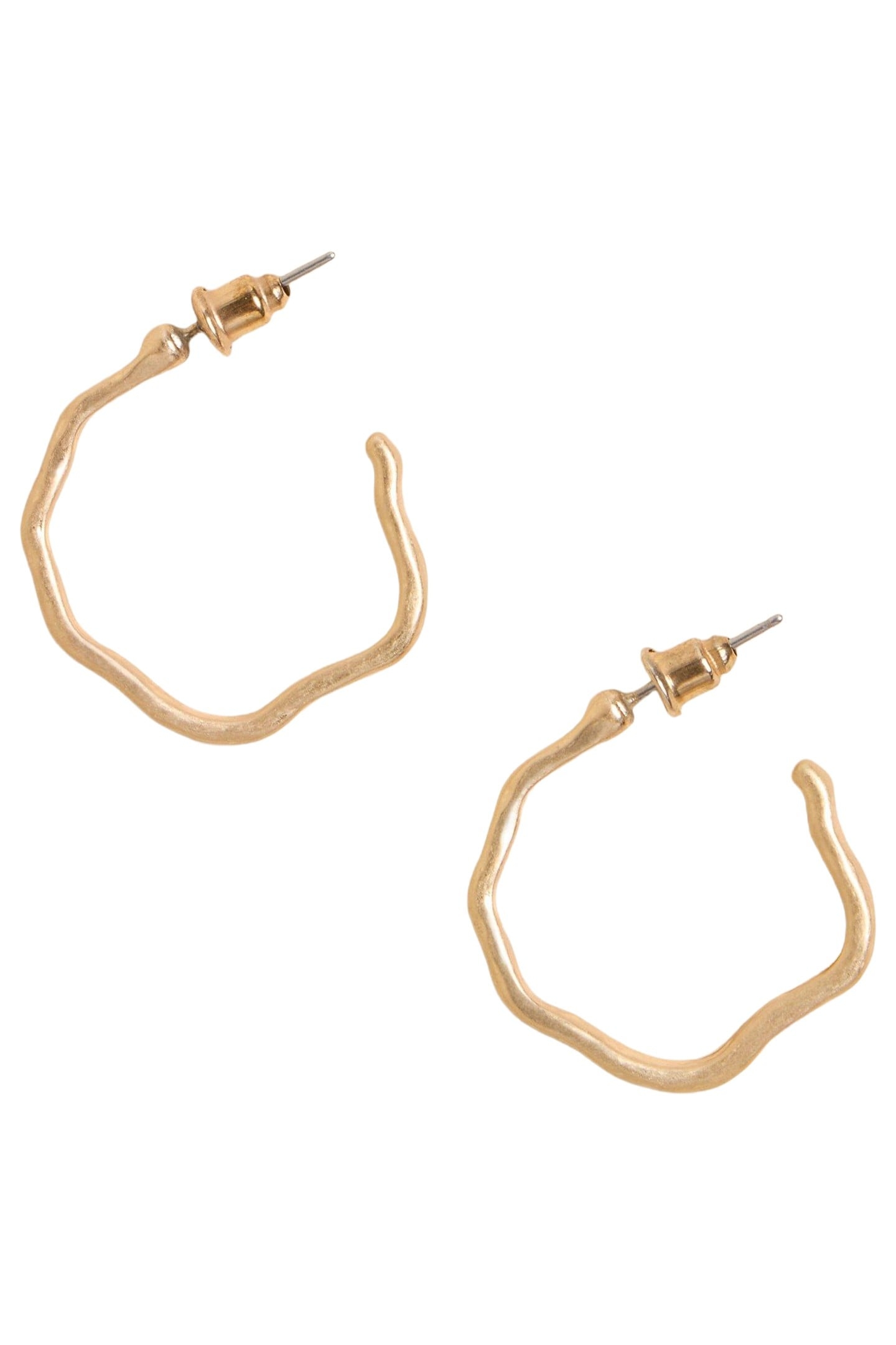 ABSTRACT HOOP EARRINGS GOLD TONE METALLIC 2