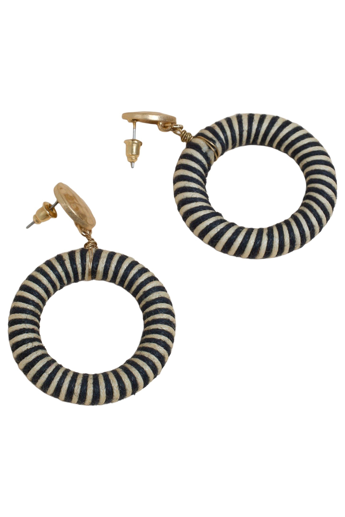 CORD WRAPPED DROP HOOP BLACK MULTI 1
