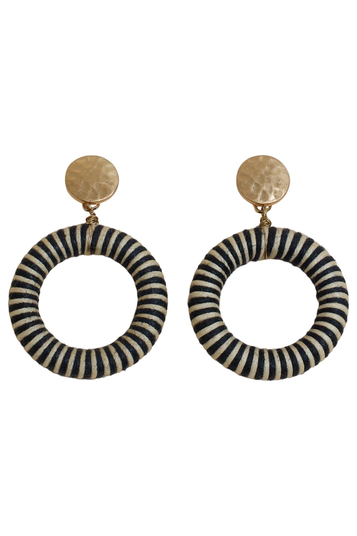 CORD WRAPPED DROP HOOP BLACK MULTI 2