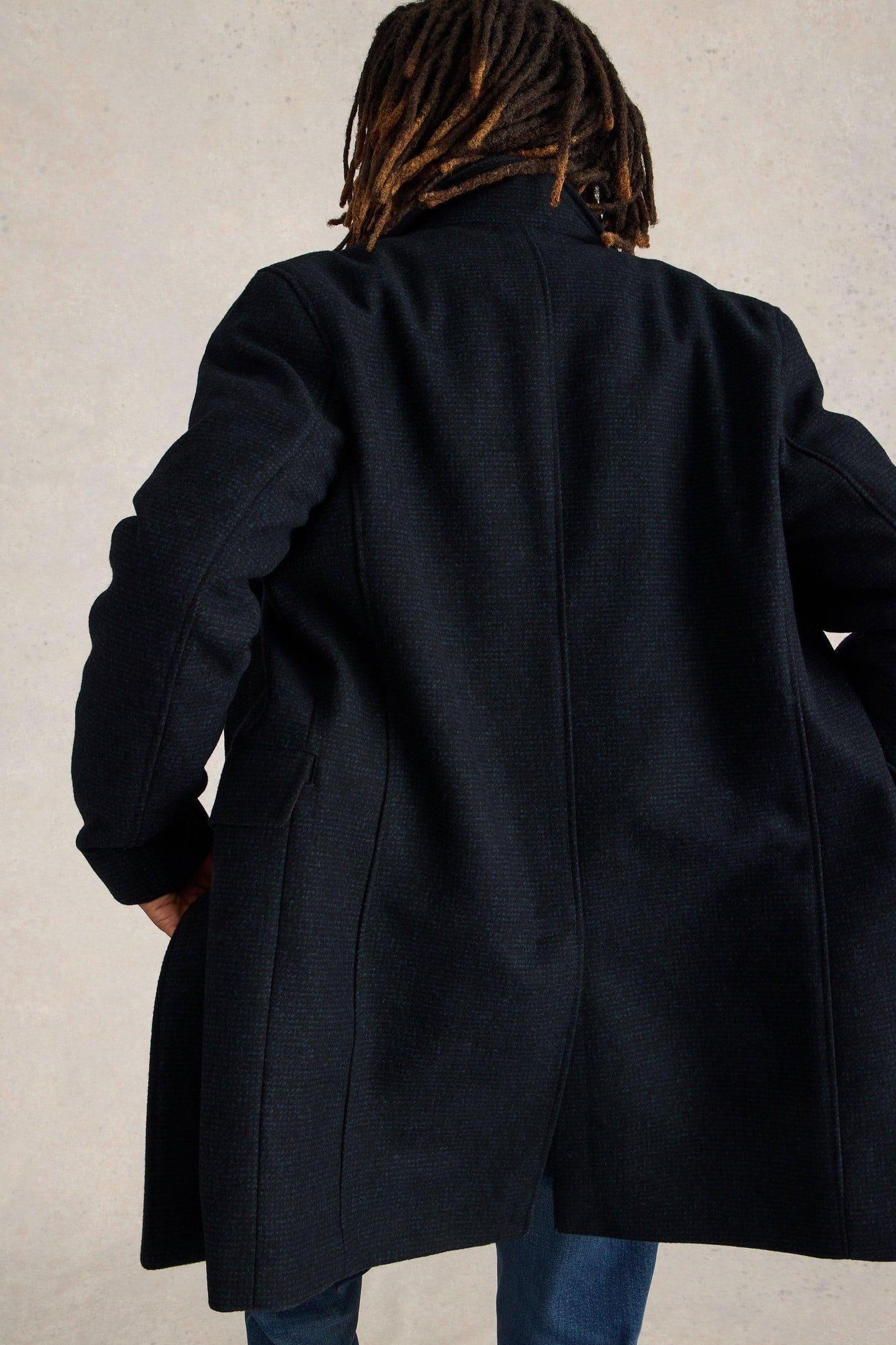 WOOL FUNNEL COAT DARK NAVY 2