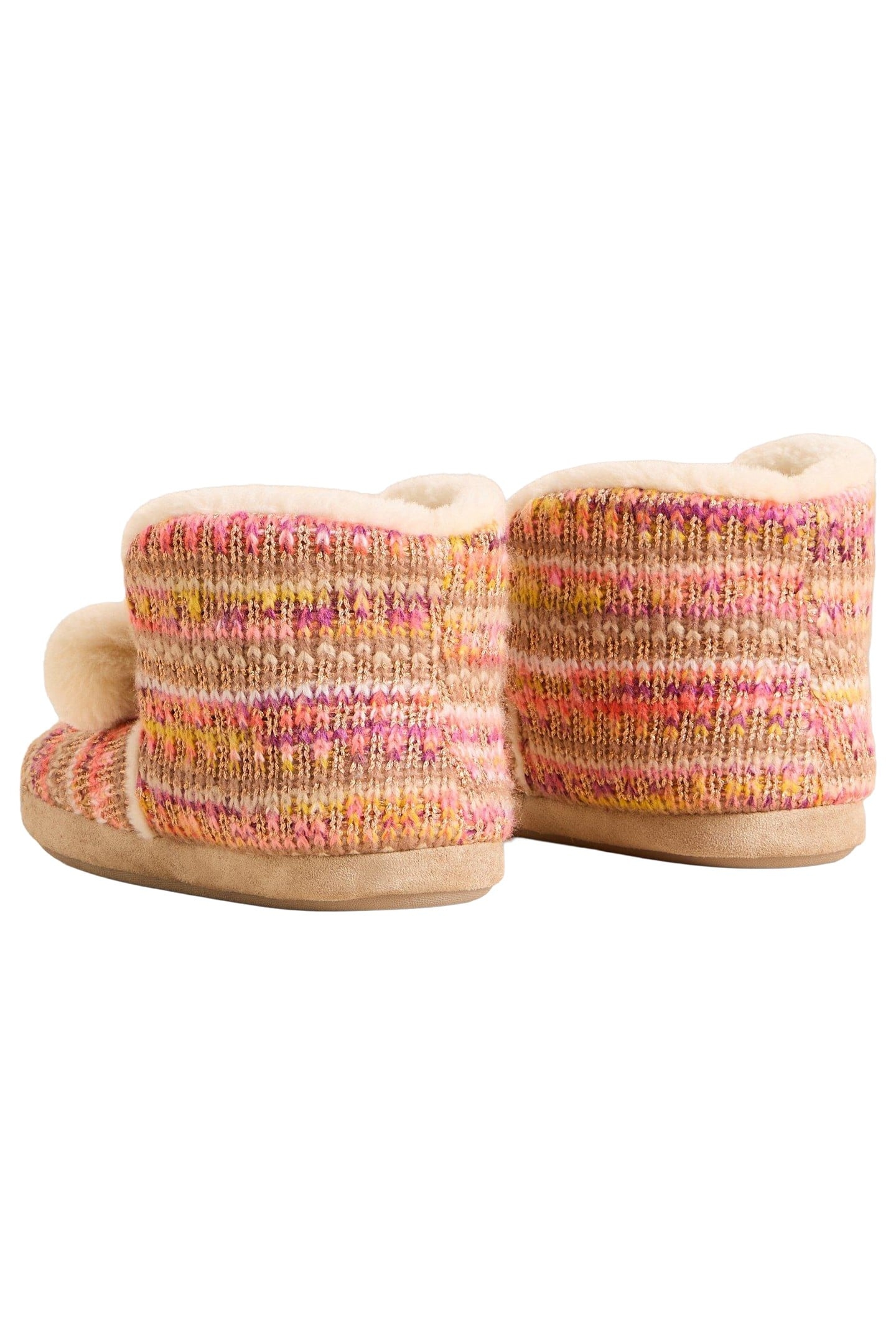 KNITTED BOOTIE SLIPPER NATURAL MULTI 2