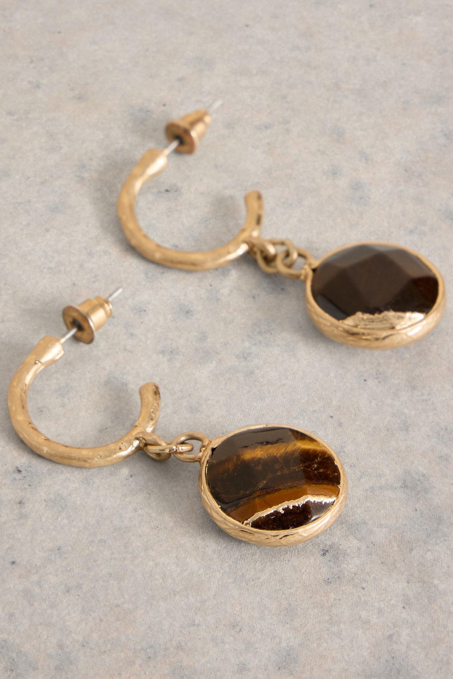 IRIS DROP STONE EARRING MID BROWN 1