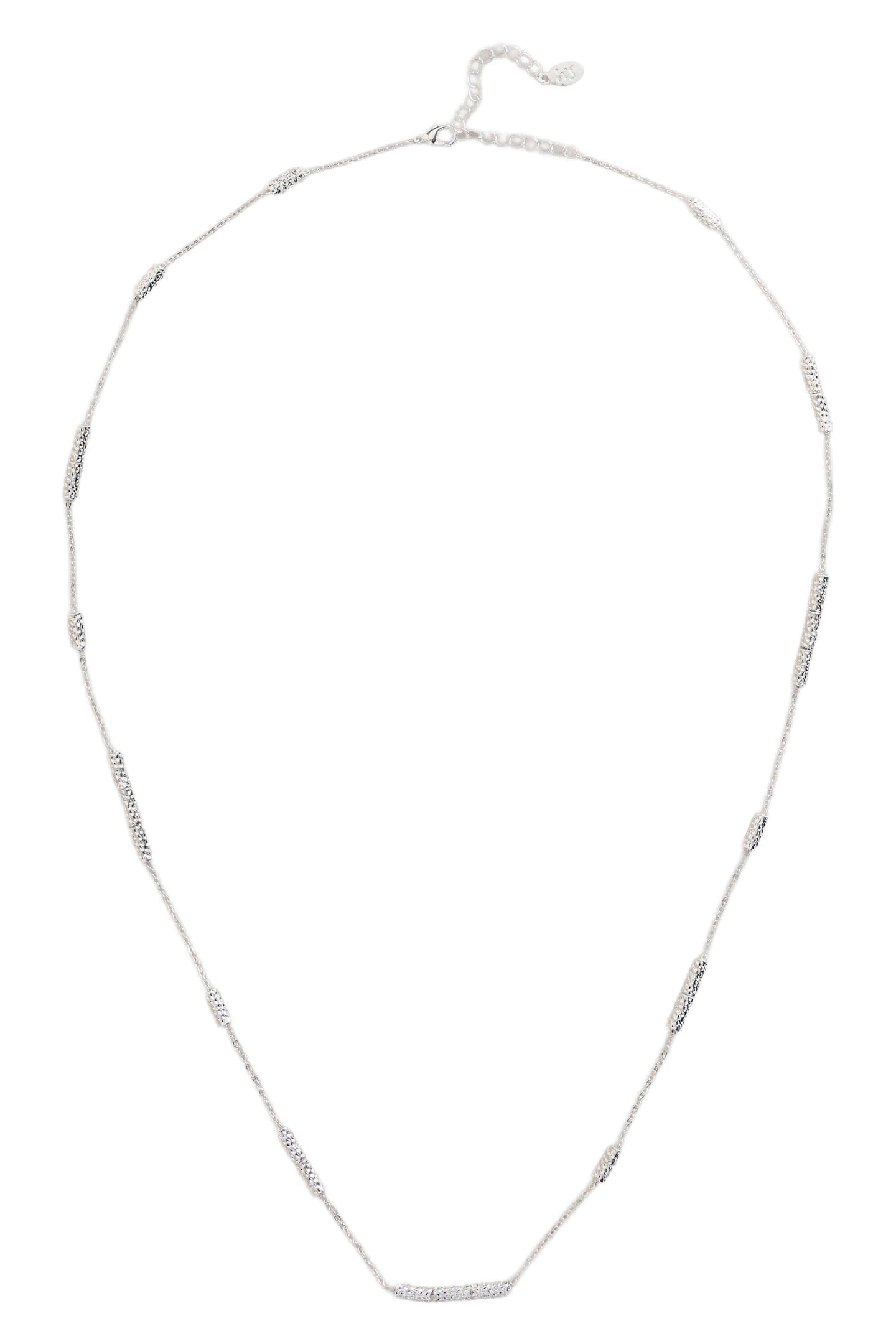 TUBULAR FINE STATION NECKLACE SILVER TONE METALLIC 2