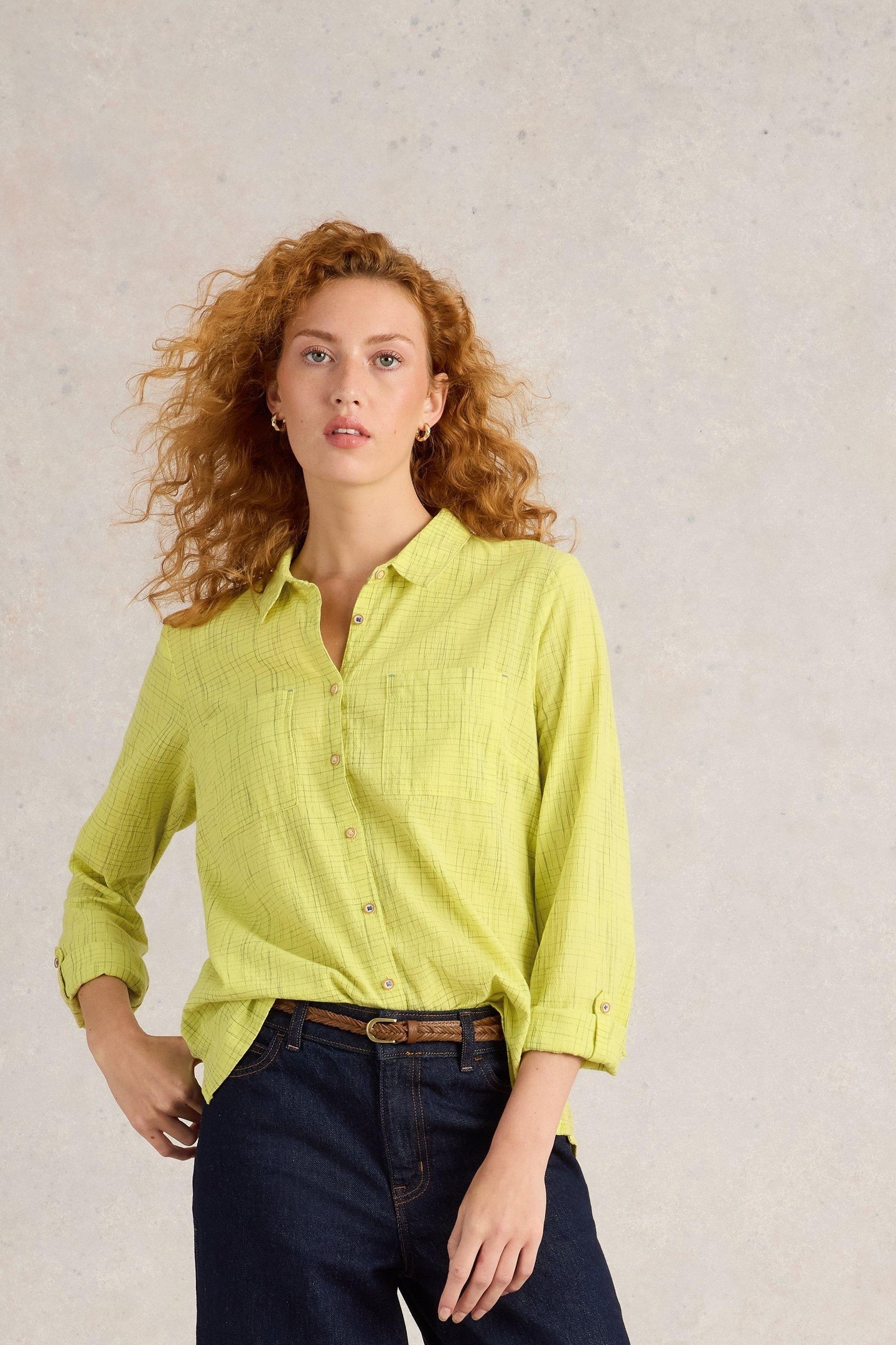 SOPHIE ORGANIC COTTON SHIRT YELLOW MULTI 1