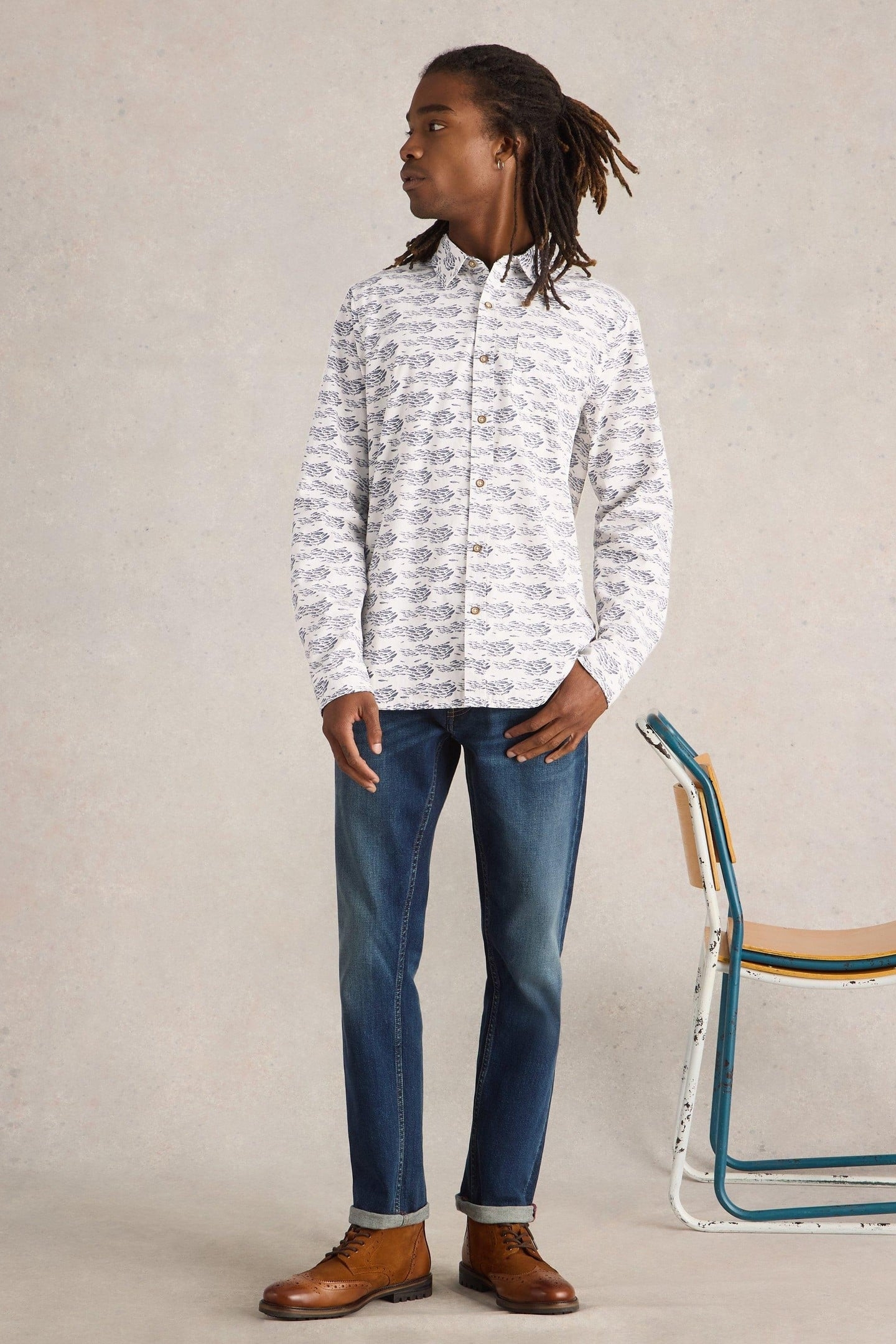 SHOAL FISH PRINTED SHIRT WHITE PRINT 2