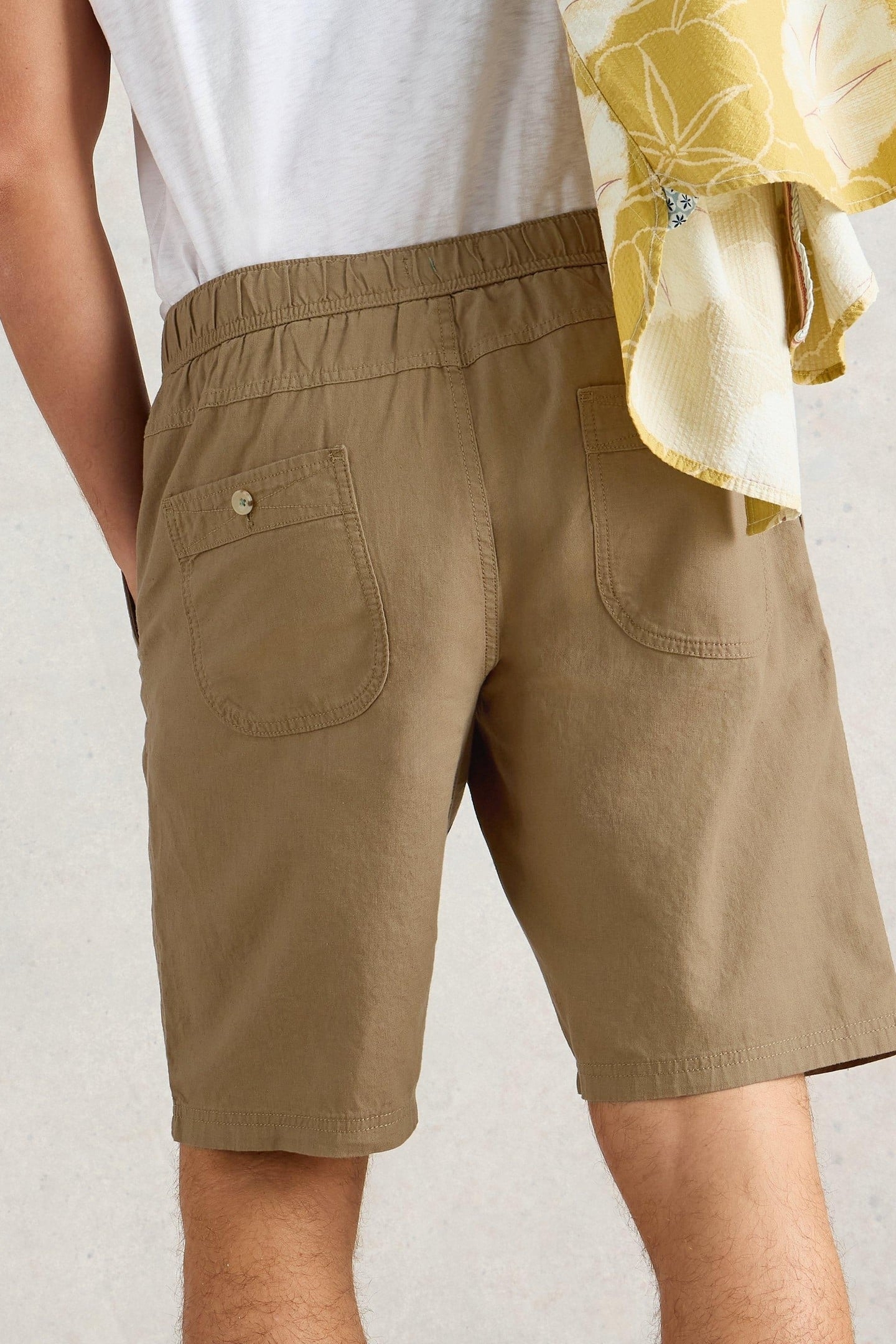 DRAWSTRING LINEN BLEND SHORT DARK NATURAL 3