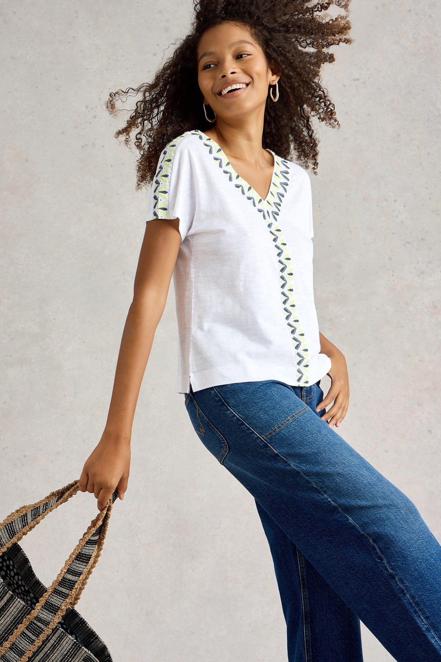 NEVA EMBROIDERED TOP WHITE MULTI 6