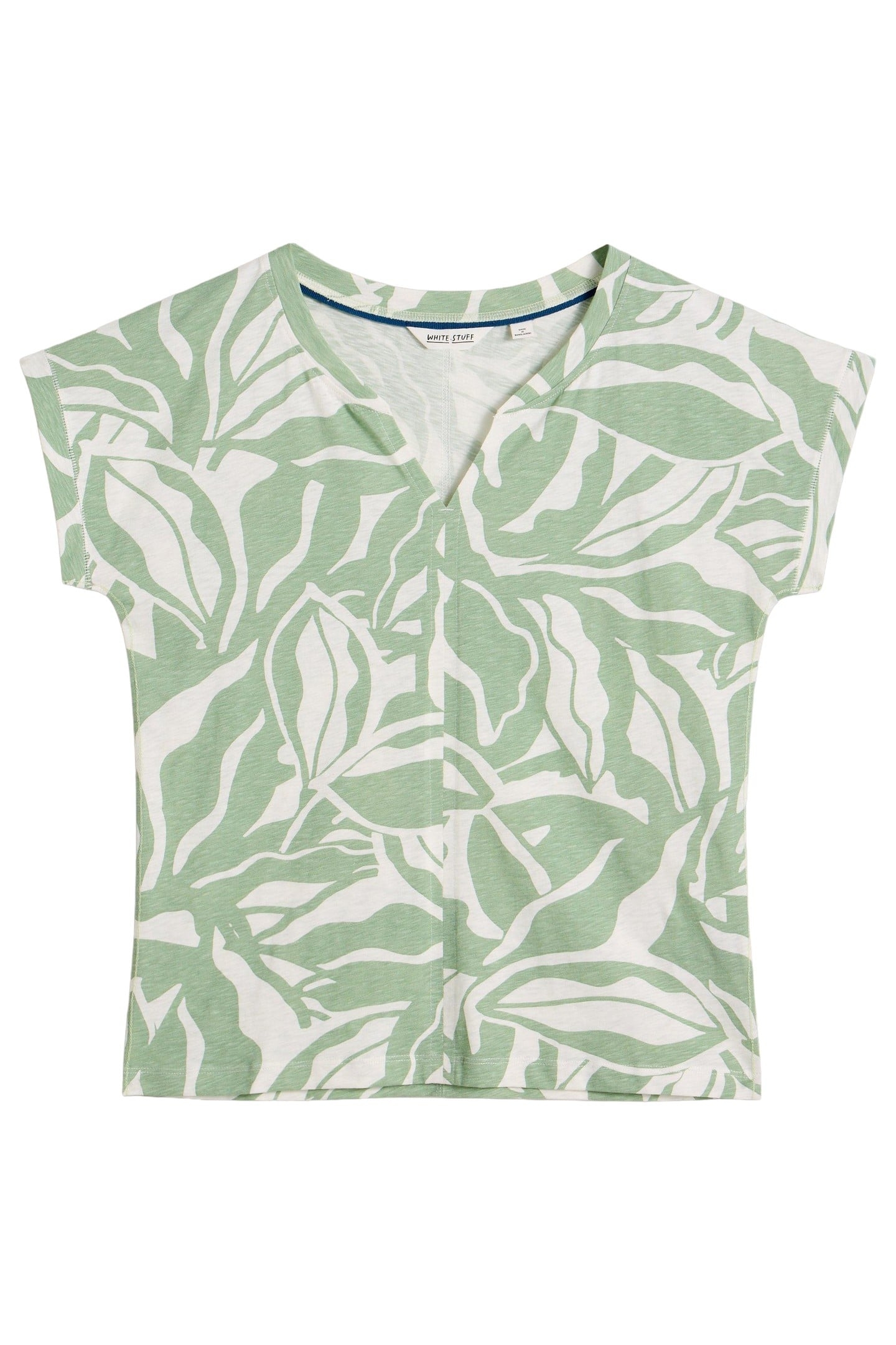NELLY NOTCH NECK TEE GREEN PRINT 4