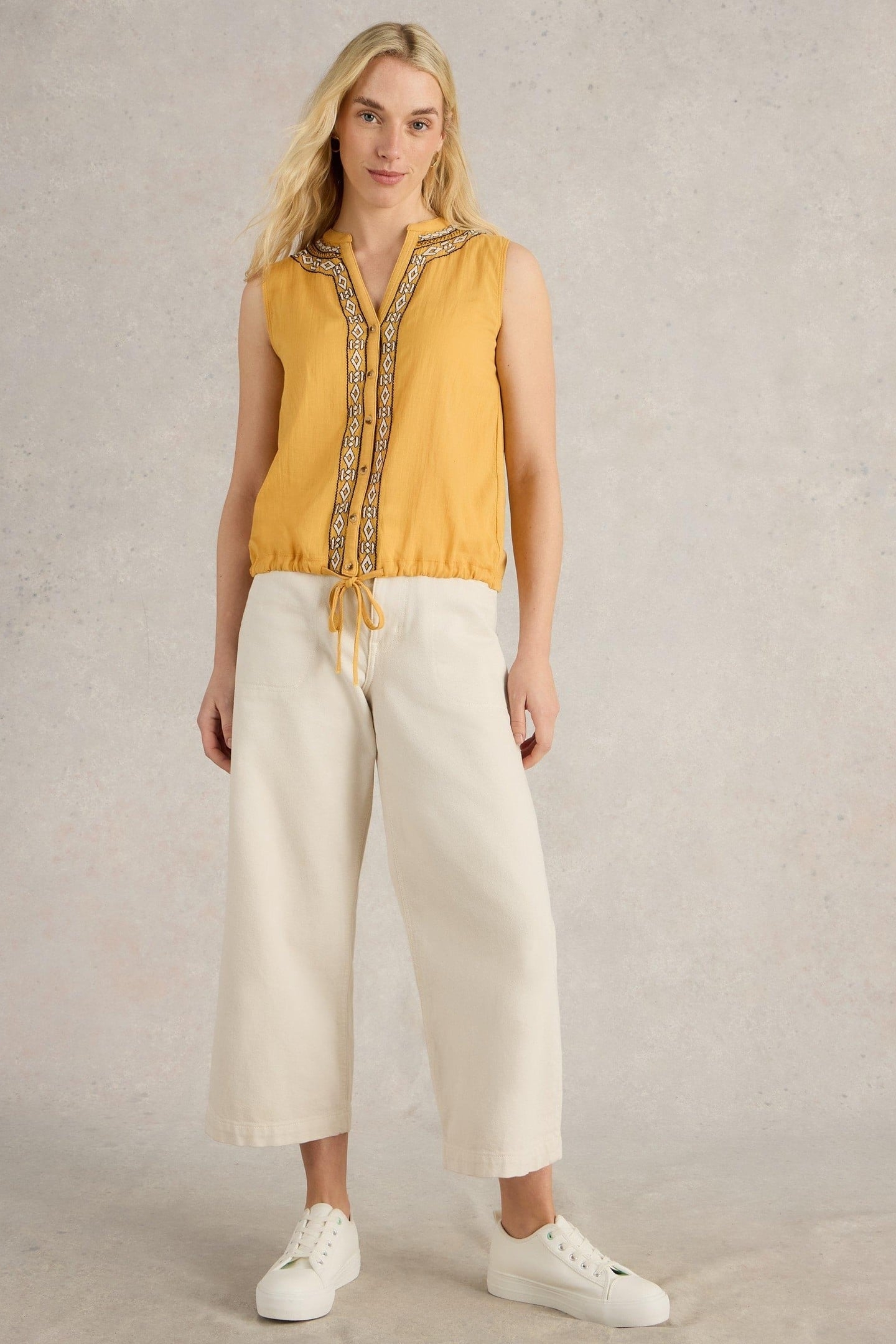 TULIP MIX SLEEVELESS SHIRT MID YELLOW 2
