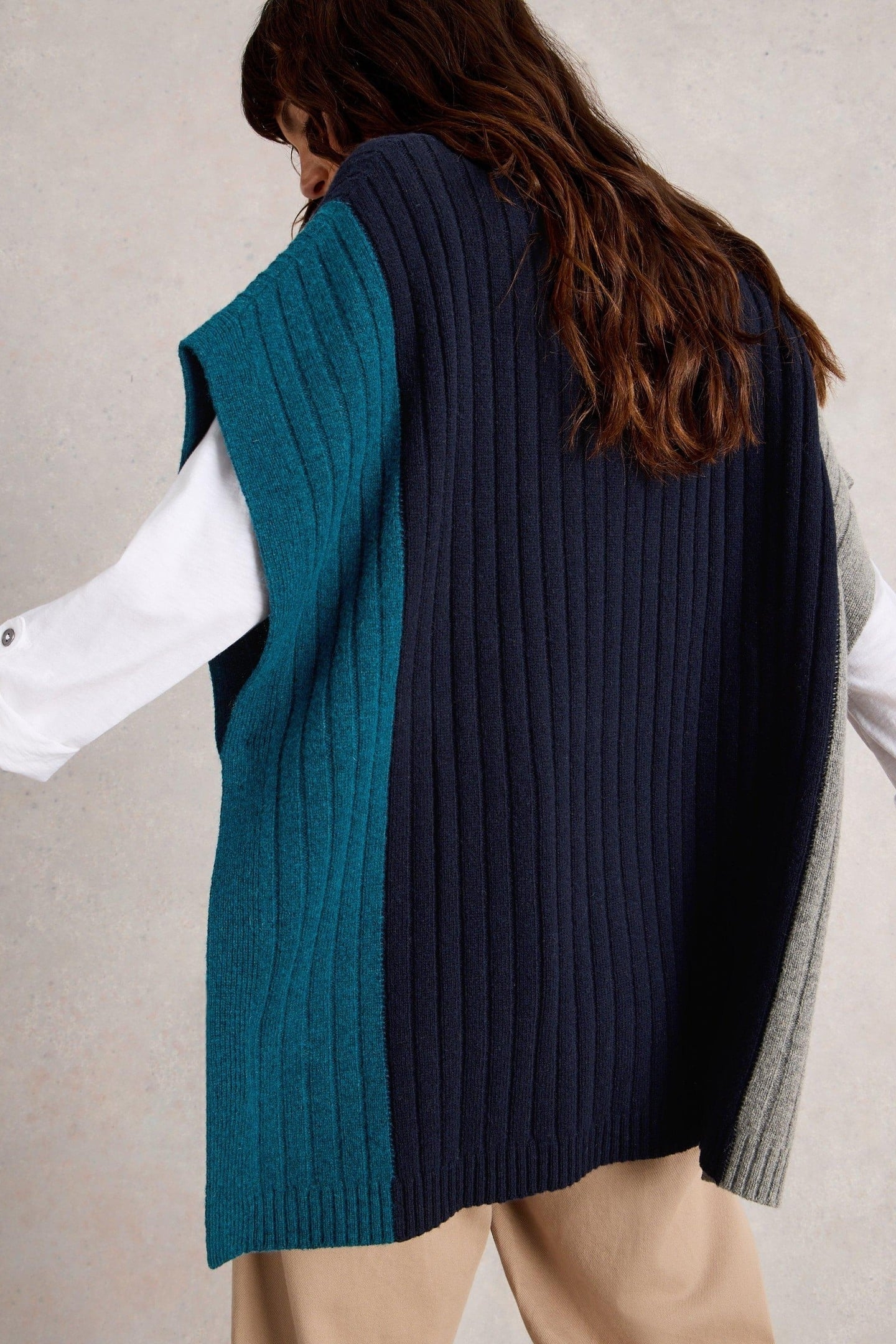 AVA KNITTED PONCHO NAVY MULTI 2