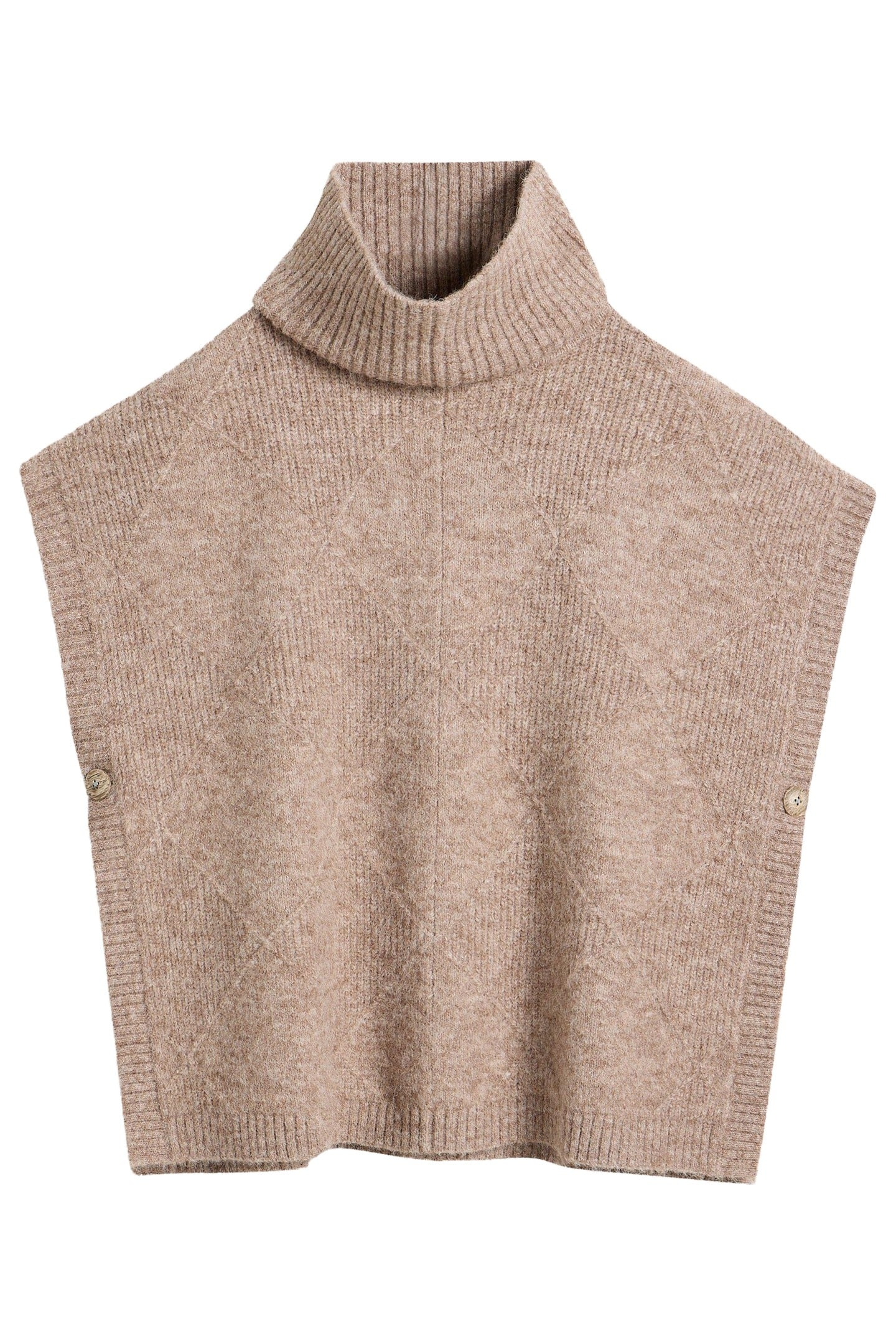 DIAMOND STITCH PONCHO LIGHT NATURAL 2