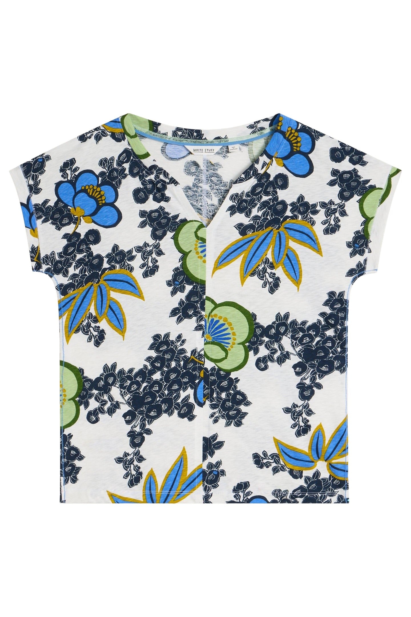 NELLY NOTCH NECK TEE WHITE MULTI 3