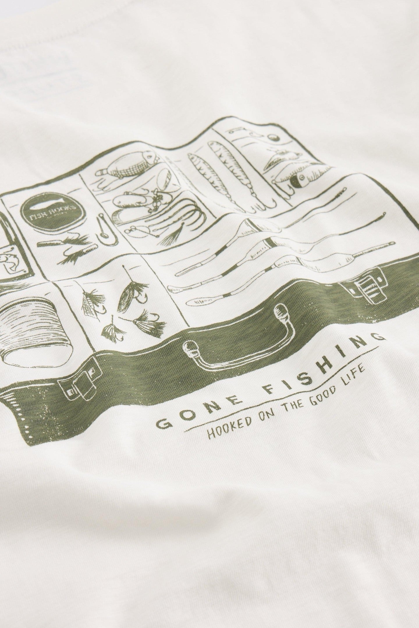 ABERSOCH GRAPHIC GONE FISHING WHITE PRINT 5