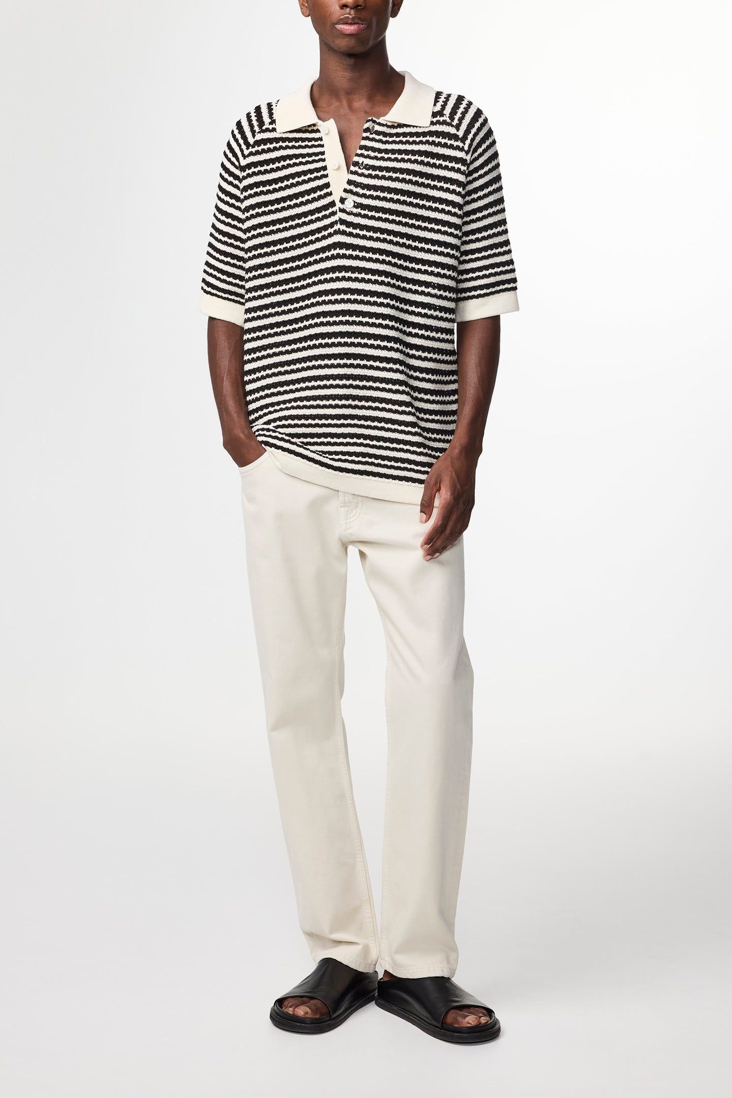 BRETT SS POLO 6686 BLACK STRIPE 1