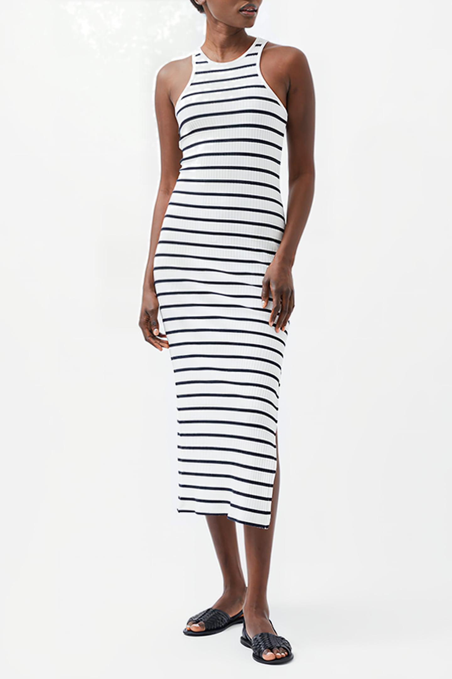 striped tank dress black white Beachside Chic: White Tank Top Maxi Dress with Black Stripes – New Waverly  Feed, Farm & Firearms main image 1