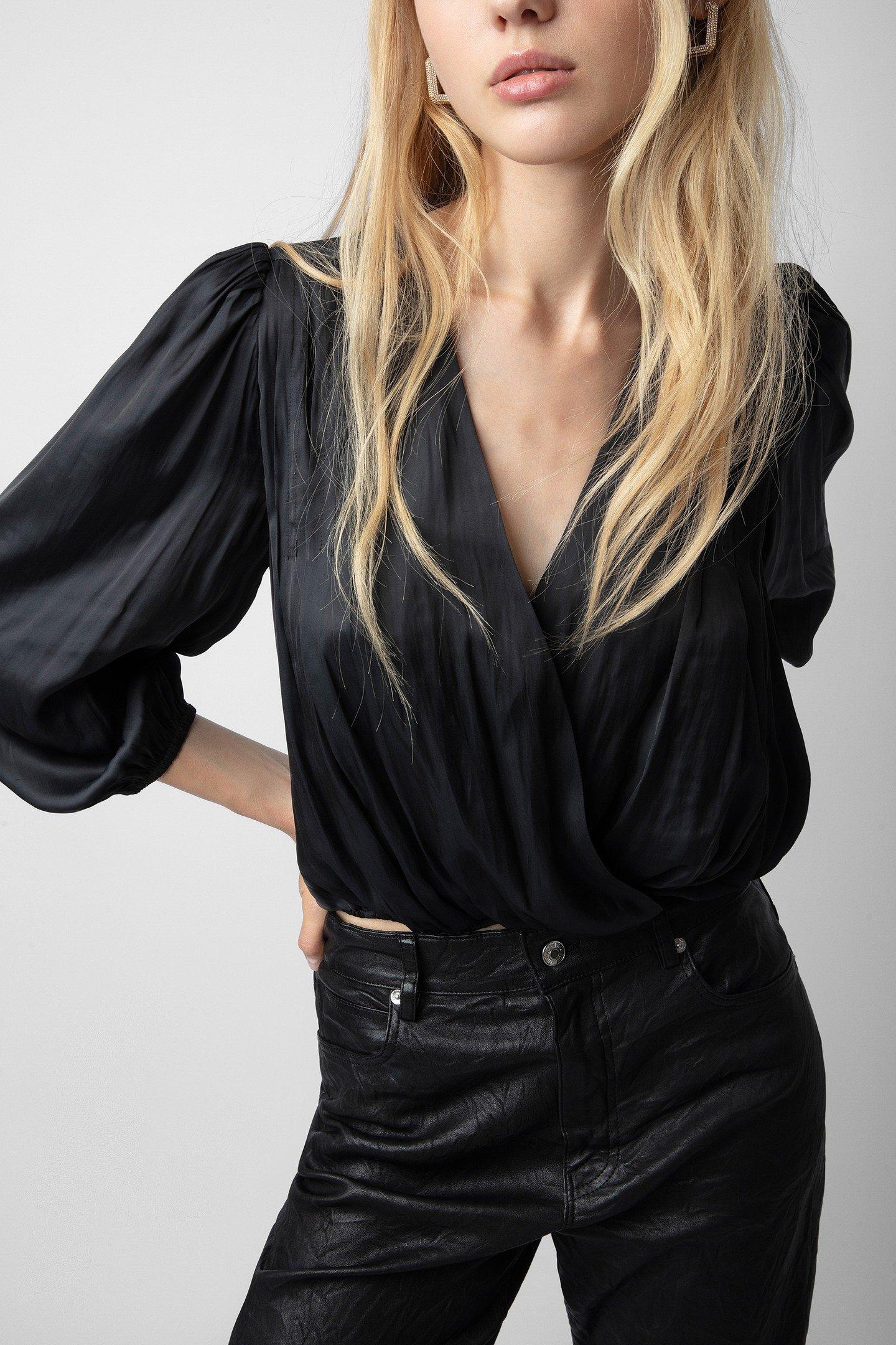 TYFON SATIN CROPPED TOP NOIR by ZADIG&VOLTAIRE