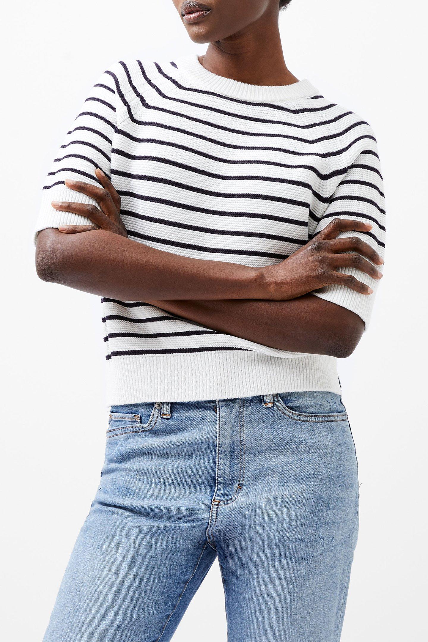 LILY MOZART STRIPE SHORT SUMMER WHITE/UTILITY by French Connection