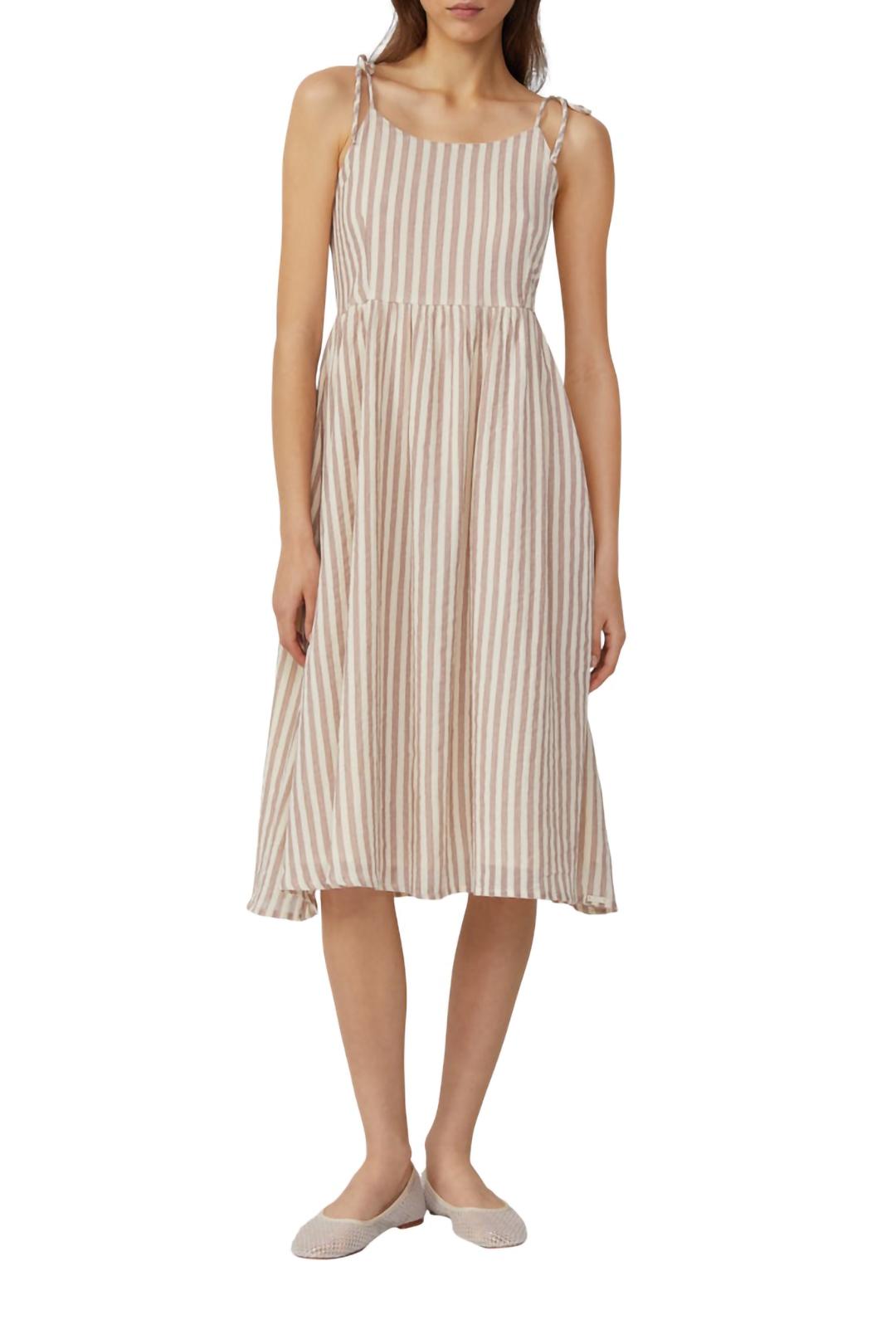 knee length dresses for ladies Anna Linen Tiered Midi Dress-Poppy Red main image 0