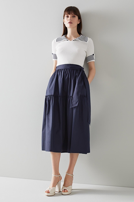 REGO MIDI SKIRT NAVY/WHITE 1