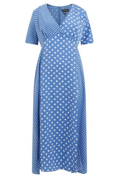 POLKA V NECK TEA DRESS TRANQUIL / WHITE 5