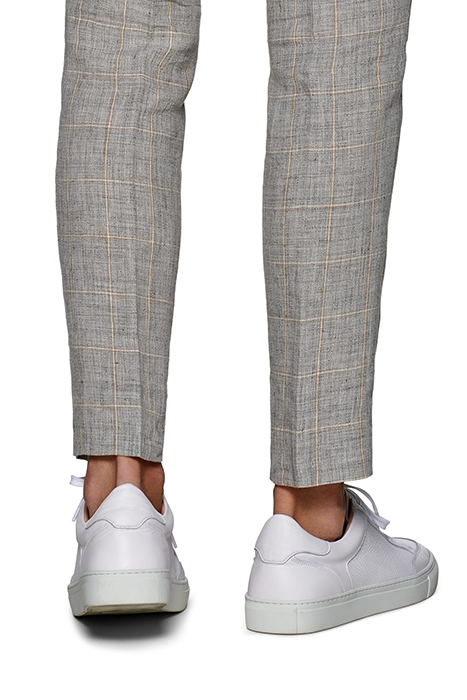 MID GREY CHECKED PLEATED BRENTWOOD TROUSERS 5