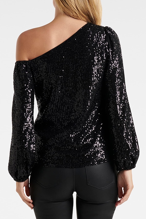 LANA SEQUIN TIPPED SHOULDER BLOUSE BLACK 2