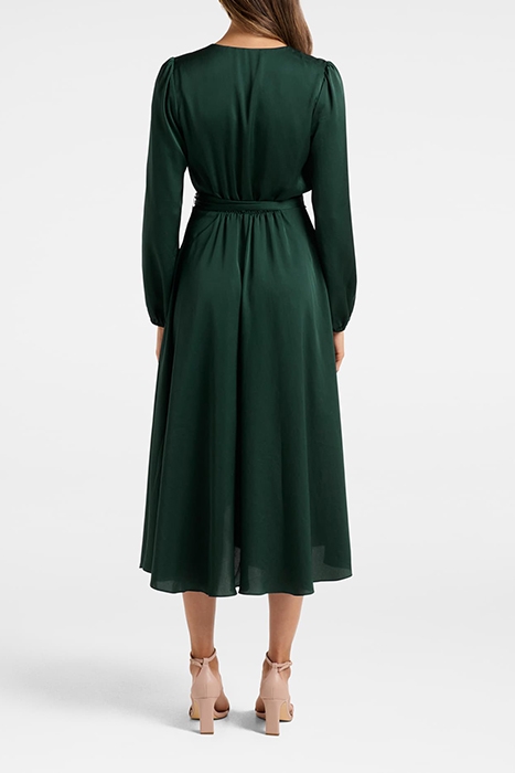 MARILYN SATIN WRAP MIDI DRESS DEEP LAGOON 2