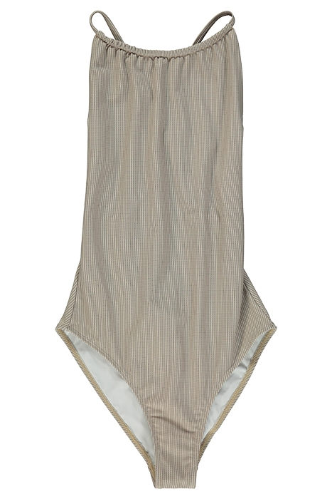 HALTER PRINTED SWIMSUIT BEIGE STRI 1