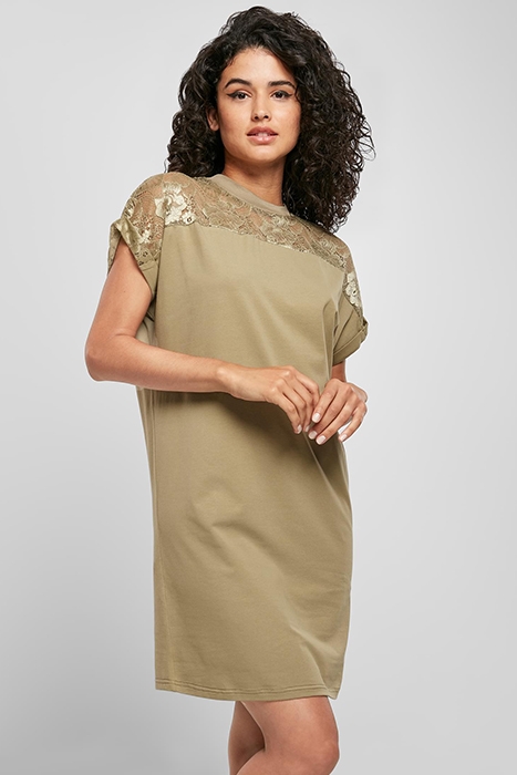 LADIES LACE TEE DRESS KHAKI 2