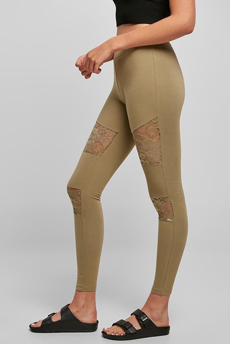 LADIES LACES INSET LEGGINGS KHAKI 6
