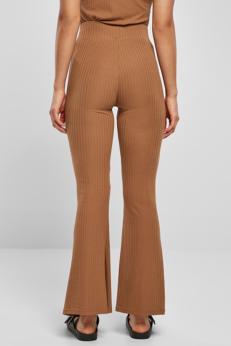 LADIES HIGH WAIST RIB FLARED LEGGINGS DARKTAUPE 3