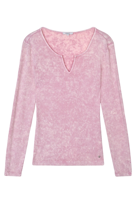 RIB T-SHIRT MET LANGE MOUWEN MISTY ROSE 1