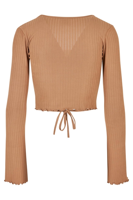 LADIES CROPPED RIB WRAPPED LONGSLEEVE DARKTAUPE 8