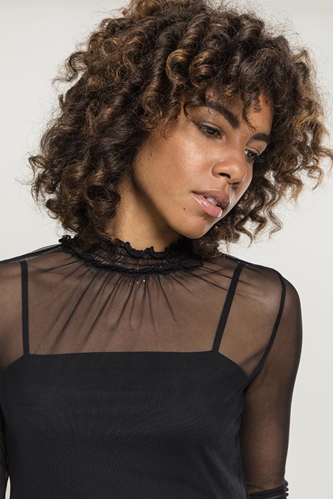 LADIES DOUBLE LAYER MESH L/S BLACK 6