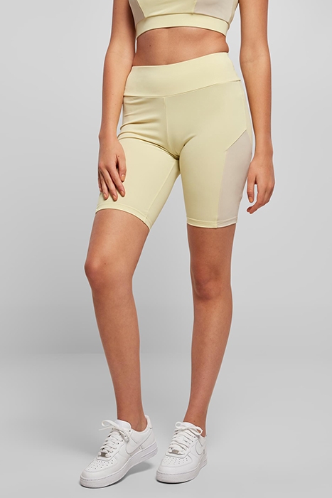 LADIES COLOR BLOCK CYCLE SHORTS SOFTYELLOW/SOFTSEAGRASS 2