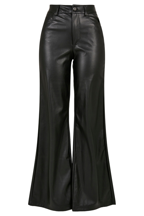 LADIES FAUX LEATHER WIDE LEG PANTS BLACK 1
