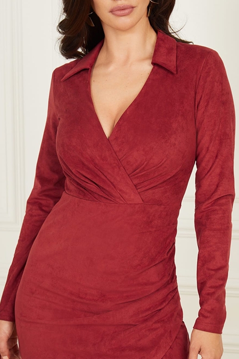 HUDSON WRAP DRESS DARK JAM RED 4