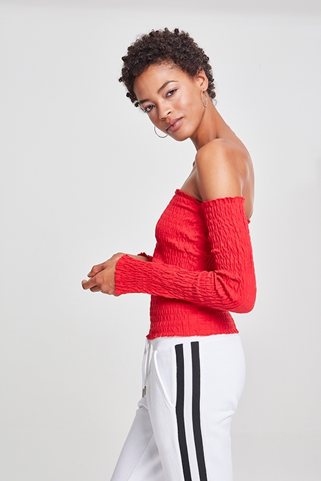LADIES COLD SHOULDER SMOKE L/S FIRE RED 7