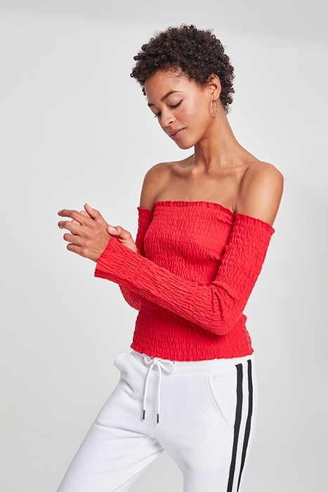 LADIES COLD SHOULDER SMOKE L/S FIRE RED 5